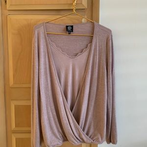 Light mauve sweater with attached camisole